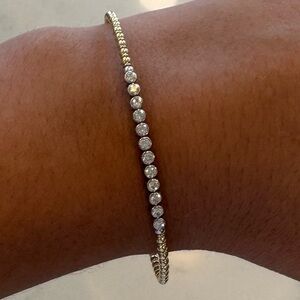 14k gold beads and .42 carat natural diamonds bracelet